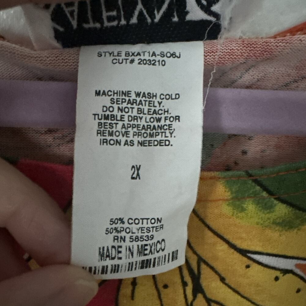 Vintage Plus Size Colorful Tropical Floral Print Katelyn Rose Woman Top SZ 2X - Picture 6 of 6